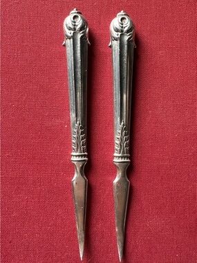 Pair of Ornate Silver Plate Cocktail Picks